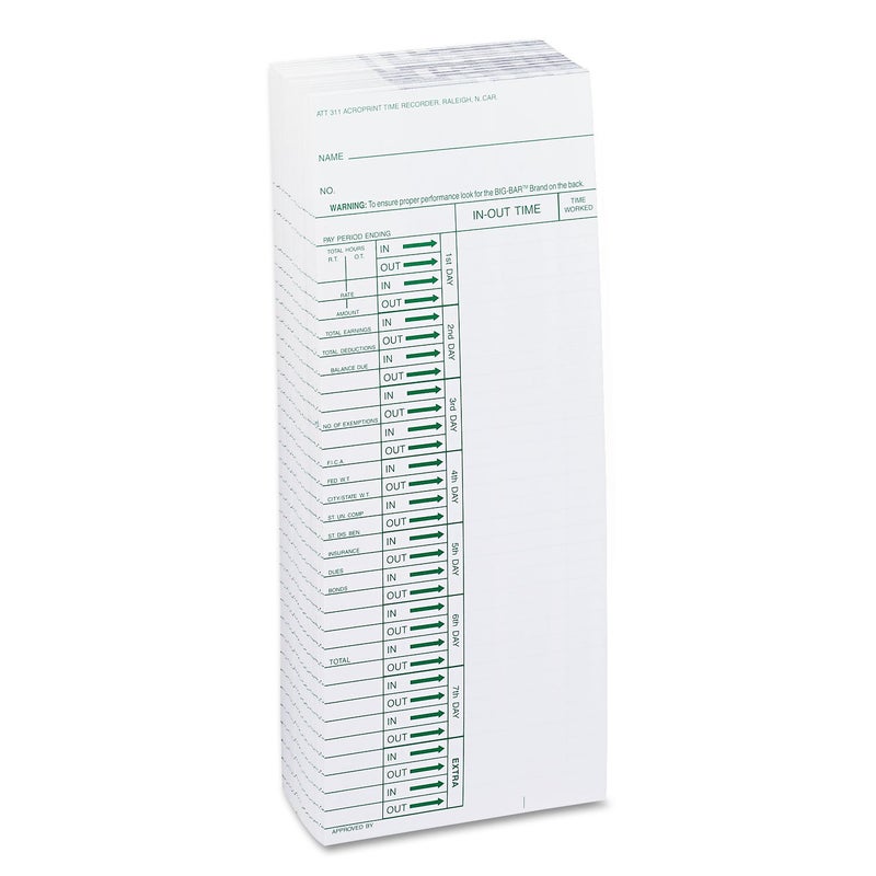 Acroprint 09-6103-080 Time Card for ATT310 Time Recorder, Pack of 200 Time Clock - Image 2